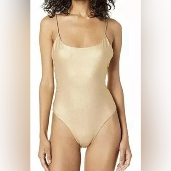 Skin Women's Gold The Sloane Mallot One Piece Swimsuit - Picture 1 of 10